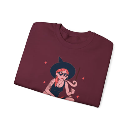 Chic Witch Sweatshirt - Cozy Unisex Crewneck for Halloween, Fall Fashion, Casual Wear, Gift for Friends & Family - MaisonThreadory