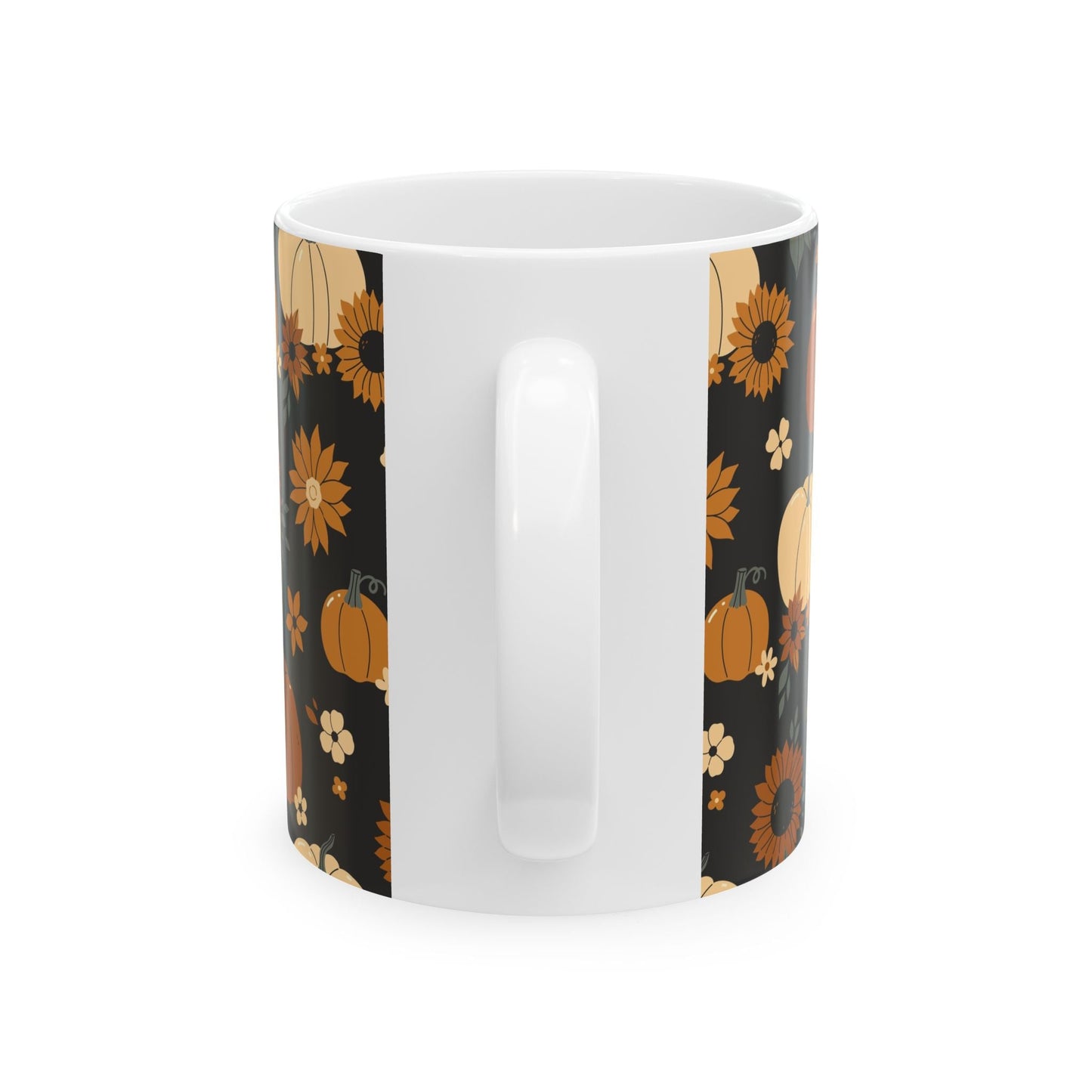 Autumn Harvest Ceramic Mug | Fall Coffee Cup, Floral Pumpkin Design, Thanksgiving Gift, Cozy Vibes, Home Decor - MaisonThreadory