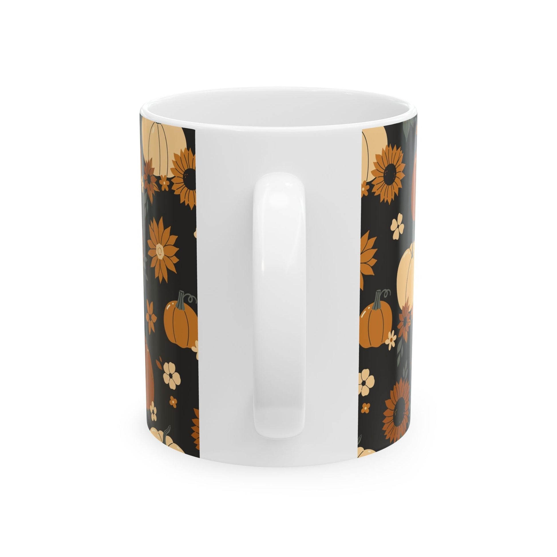 Autumn Harvest Ceramic Mug | Fall Coffee Cup, Floral Pumpkin Design, Thanksgiving Gift, Cozy Vibes, Home Decor - MaisonThreadory