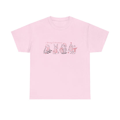 Whimsical Holiday Character Unisex Heavy Cotton Tee, Cute Graphic Tee, Family Reunion Shirt, Christmas Gift, Everyday Casual Wear - MaisonThreadory