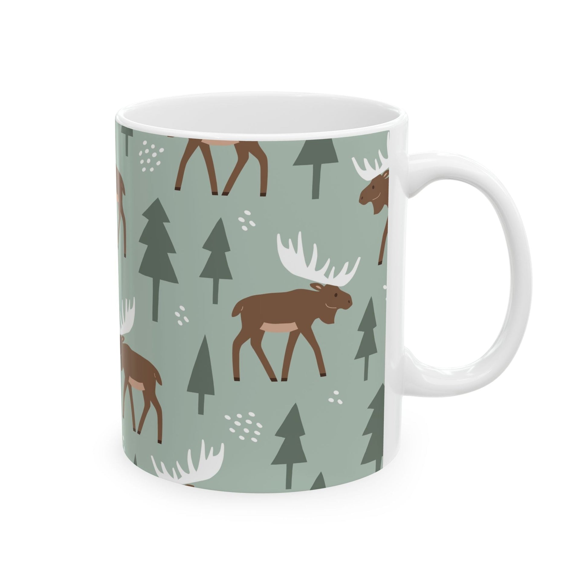 Moose Pattern Ceramic Mug – Perfect for Nature Lovers, Rustic Home Decor, Housewarming Gifts, or Cozy Coffee Moments - MaisonThreadory