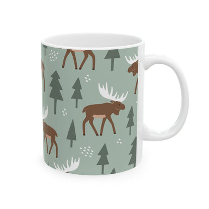 Moose Pattern Ceramic Mug – Perfect for Nature Lovers, Rustic Home Decor, Housewarming Gifts, or Cozy Coffee Moments - MaisonThreadory