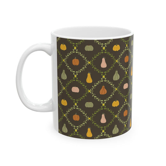 Autumn Harvest Ceramic Mug – Cozy Coffee Cup, Fall Decor, Pumpkin Design, Thanksgiving Gift, Seasonal Drinkware - MaisonThreadory