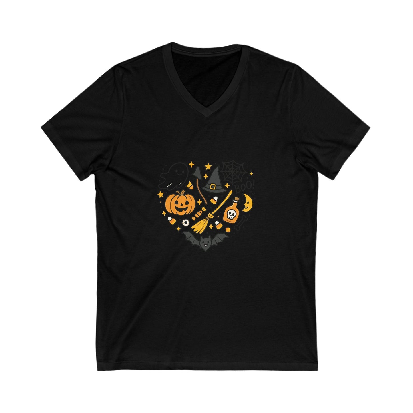 Halloween Ghosts and Ghouls V - Neck Tee, Spooky Shirt, Cute Halloween Gift, Unisex Tee for Fall, Trick or Treat T-Shirt - MaisonThreadory