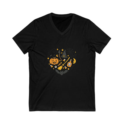 Halloween Ghosts and Ghouls V - Neck Tee, Spooky Shirt, Cute Halloween Gift, Unisex Tee for Fall, Trick or Treat T-Shirt - MaisonThreadory