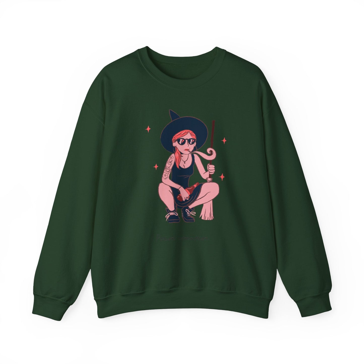 Chic Witch Sweatshirt - Cozy Unisex Crewneck for Halloween, Fall Fashion, Casual Wear, Gift for Friends & Family - MaisonThreadory