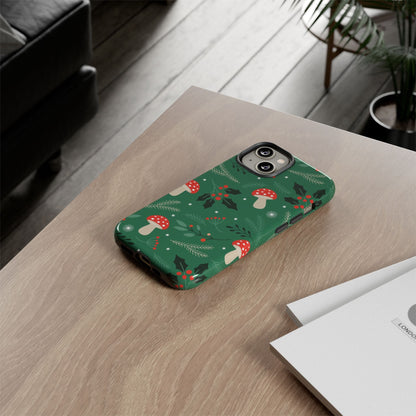 Festive Mushroom Phone Case, Colorful Holiday Case, Christmas Gift, Winter Vibes, Eco - Friendly Phone Cover - MaisonThreadory