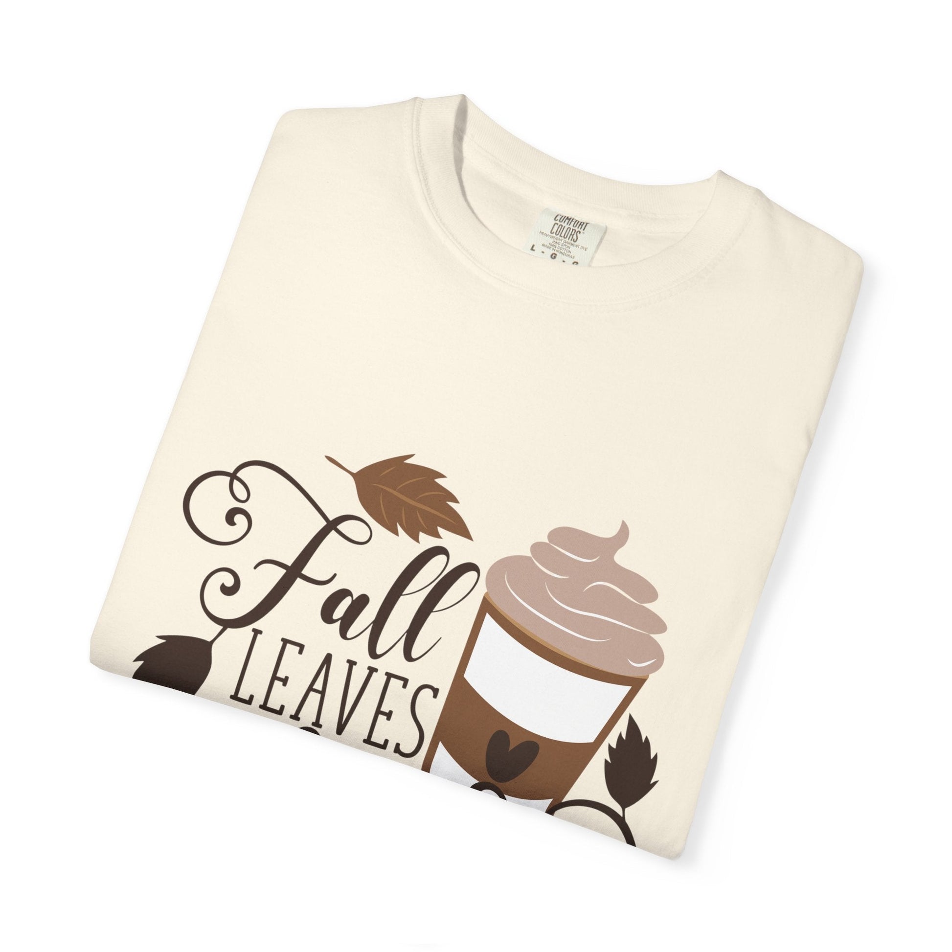 Fall Leaves & Lattes Unisex T-Shirt, Cozy Autumn Tee, Perfect for Fall, Coffee Lovers Gift, Seasonal Fashion Statement, Thanksgiving Shirt - MaisonThreadory