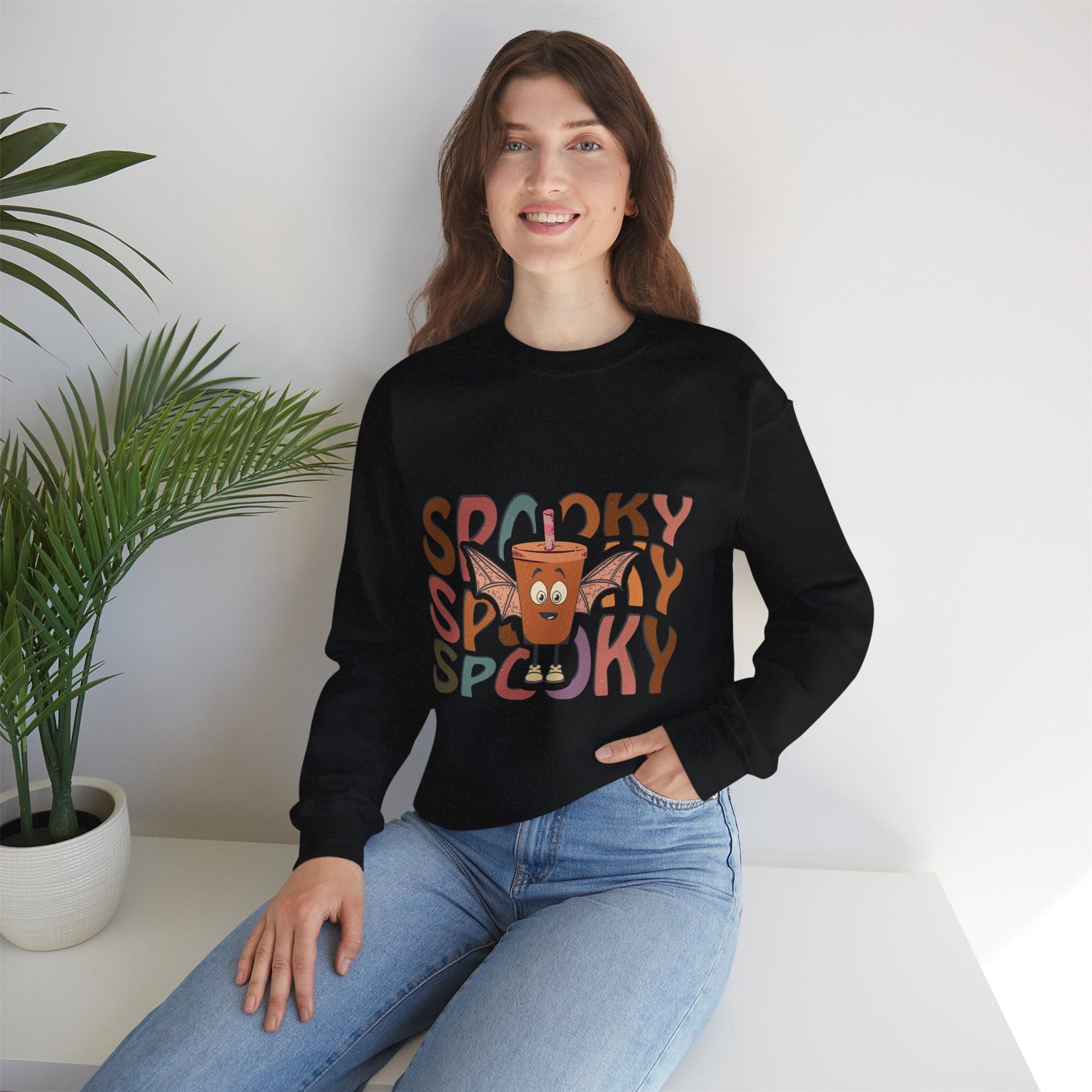 Spooky Vibes Crewneck Sweatshirt - Unisex Halloween Sweater for Cozy Nights, Fall Fashion, Gift for Spooky Season, Festive Apparel - MaisonThreadory