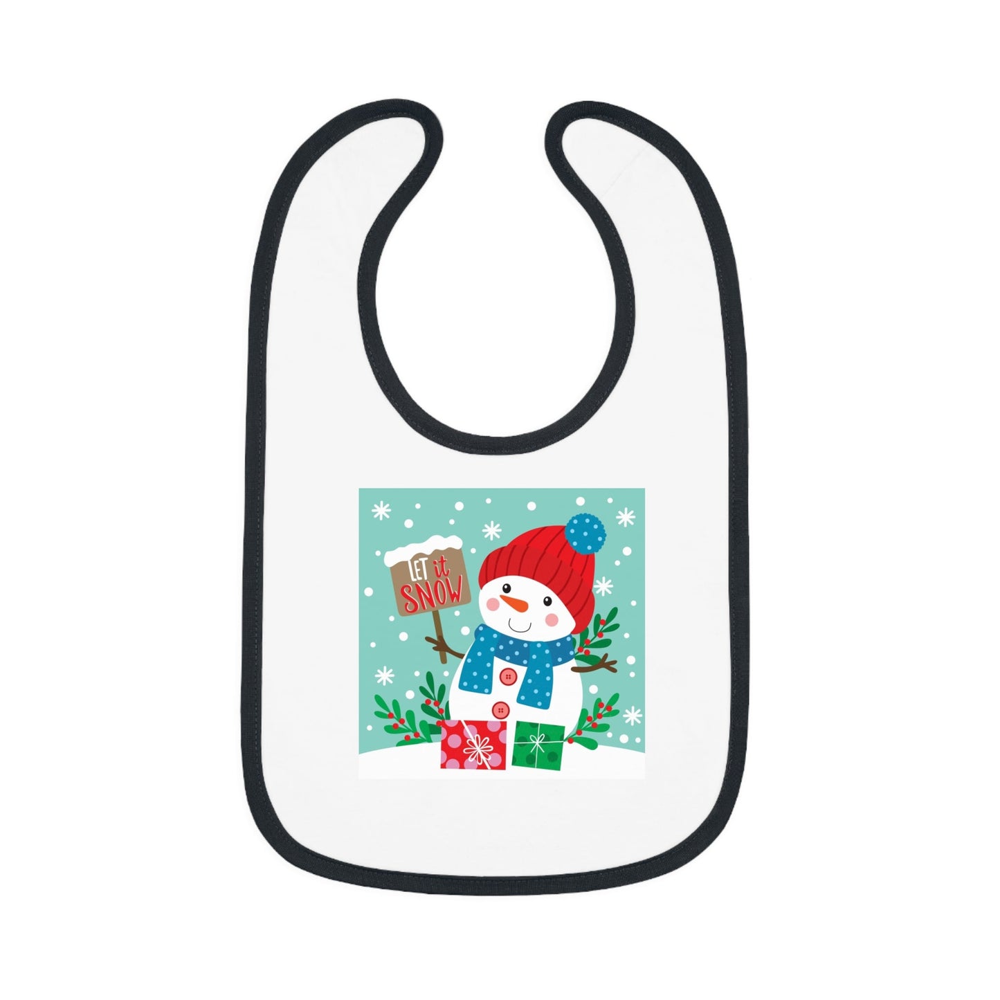 Baby Bib — Cute Snowman "Let It Snow" Holiday Feeding Bib - MaisonThreadory