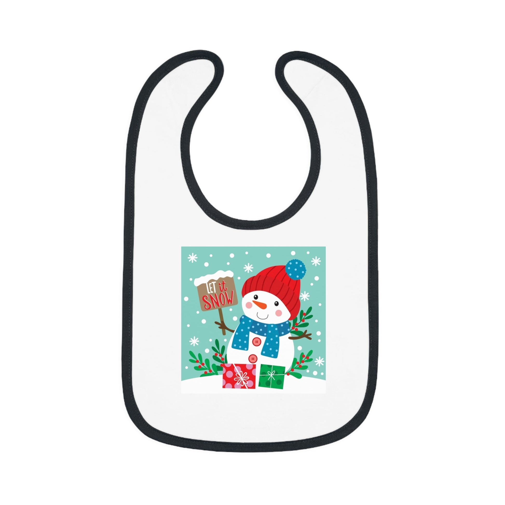 Baby Bib — Cute Snowman "Let It Snow" Holiday Feeding Bib - MaisonThreadory