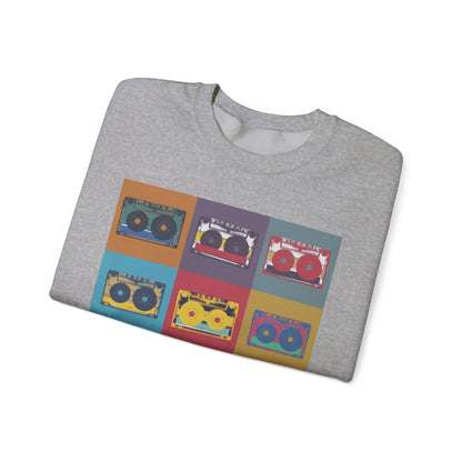 Vintage Boombox Crewneck Sweatshirt, Cozy Unisex Sweatshirt, Retro Music Gift, Casual Lounge Wear, Perfect for Music Lovers - MaisonThreadory
