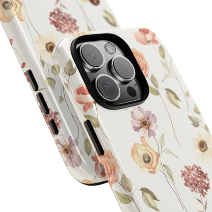 Floral Phone Case, Cute Flower Cover, Botanical Tough Case, Protective Smartphone Shell, Chic Floral Design, Trendy iPhone Case - MaisonThreadory