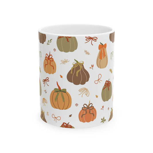 Autumn Harvest Ceramic Mug - Cozy Fall Beverage Cup, Pumpkin Design, Seasonal Gift for Thanksgiving, Home Decor, Coffee Lover - MaisonThreadory
