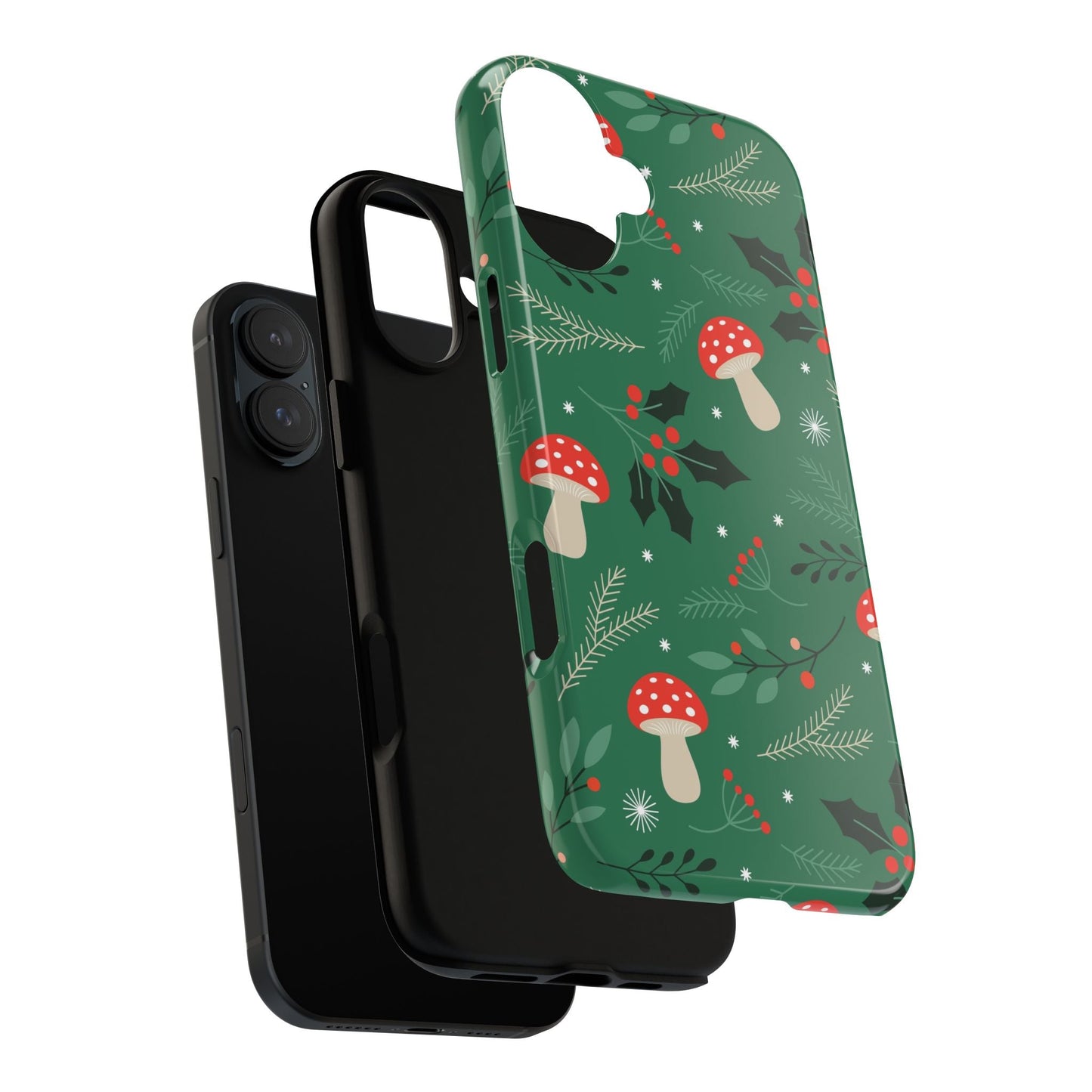 Festive Mushroom Phone Case, Colorful Holiday Case, Christmas Gift, Winter Vibes, Eco - Friendly Phone Cover - MaisonThreadory