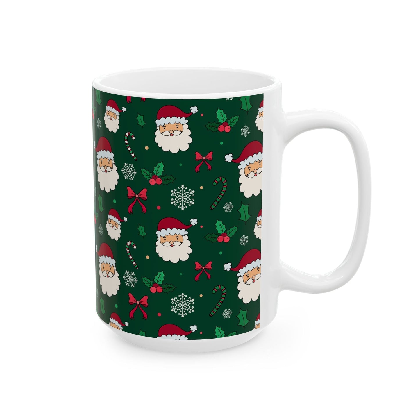 Festive Santa Ceramic Mug, Holiday Coffee Cup, Christmas Gift, Cute Mug, Cocoa Mug, Hot Chocolate Cup - MaisonThreadory