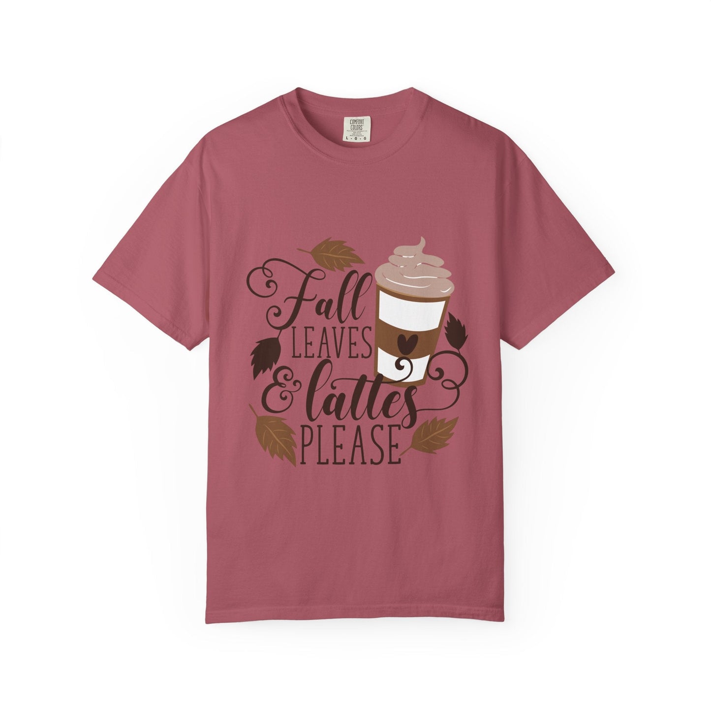Fall Leaves & Lattes Unisex T-Shirt, Cozy Autumn Tee, Perfect for Fall, Coffee Lovers Gift, Seasonal Fashion Statement, Thanksgiving Shirt - MaisonThreadory