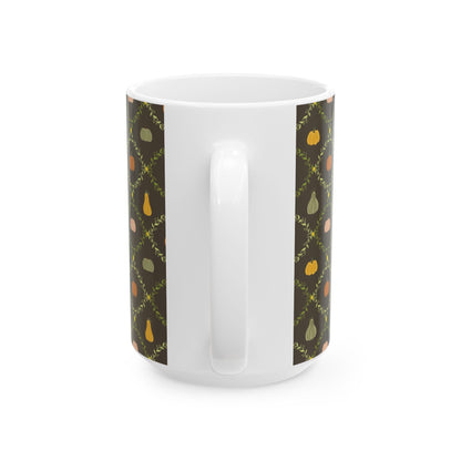 Autumn Harvest Ceramic Mug – Cozy Coffee Cup, Fall Decor, Pumpkin Design, Thanksgiving Gift, Seasonal Drinkware - MaisonThreadory