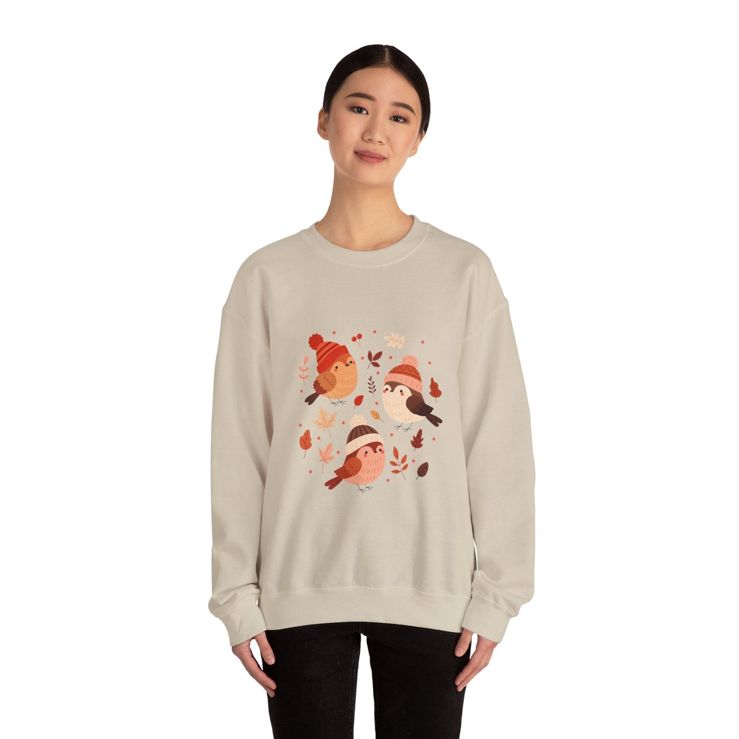 Cozy Birdie Crewneck Sweatshirt - Cute Winter Apparel, Gift for Bird Lovers, Fall Fashion, Layering Sweatshirt, Holiday Gift - MaisonThreadory
