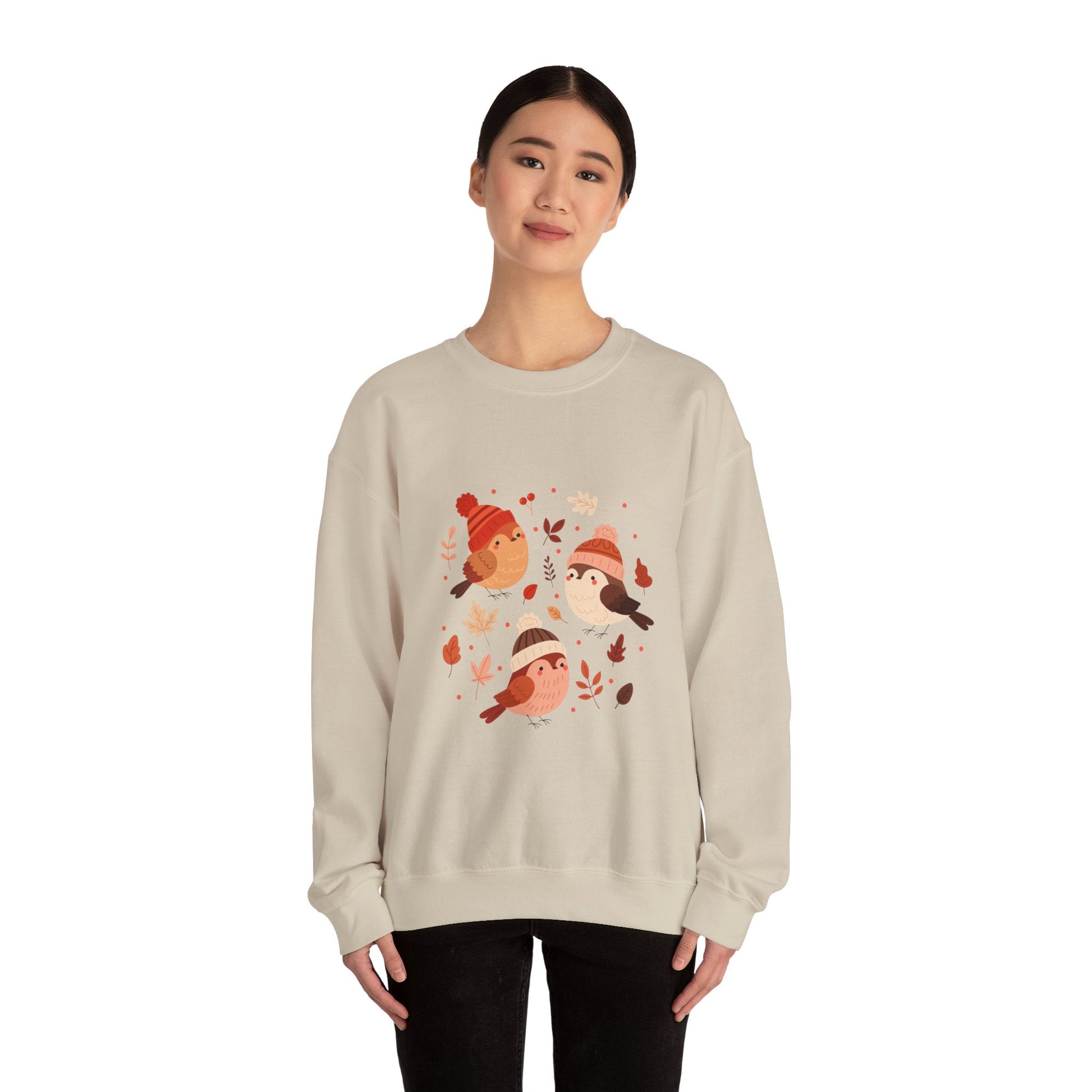 Cozy Birdie Crewneck Sweatshirt - Cute Winter Apparel, Gift for Bird Lovers, Fall Fashion, Layering Sweatshirt, Holiday Gift - MaisonThreadory
