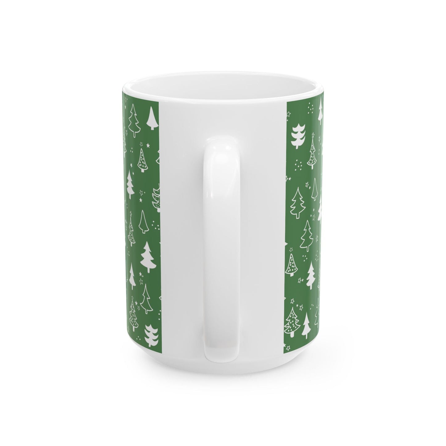 Festive Green Trees Ceramic Mug | Christmas Gifts, Coffee Lover Mug, Holiday Drinkware, Eco - Friendly Gift, Winter Decor - MaisonThreadory