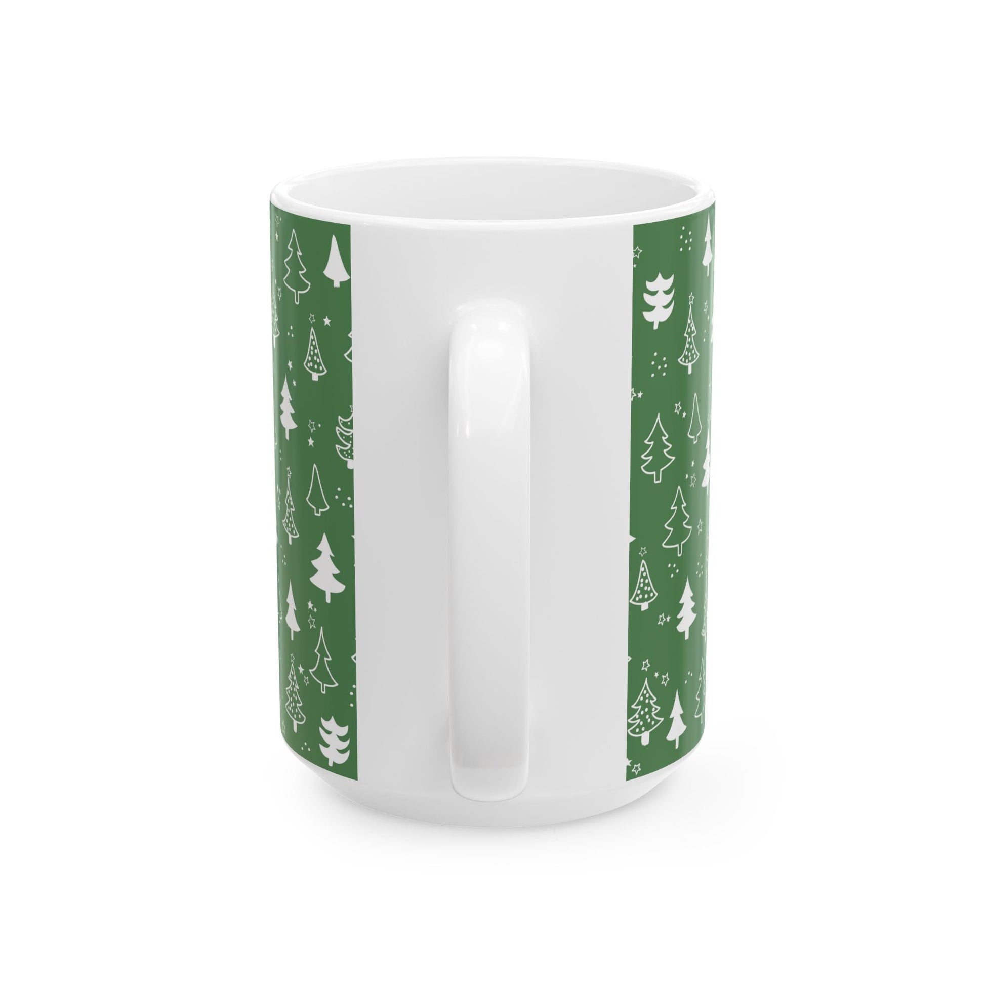 Festive Green Trees Ceramic Mug | Christmas Gifts, Coffee Lover Mug, Holiday Drinkware, Eco - Friendly Gift, Winter Decor - MaisonThreadory