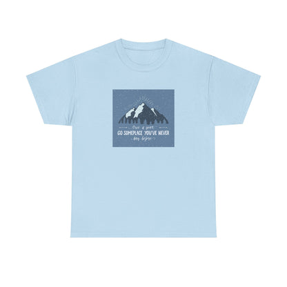 Adventure Awaits Unisex Cotton Tee, Inspirational Shirt, Travel Gift, Nature Lover's Apparel, Unique Quote Tee, Outdoor Enthusiast Top - MaisonThreadory