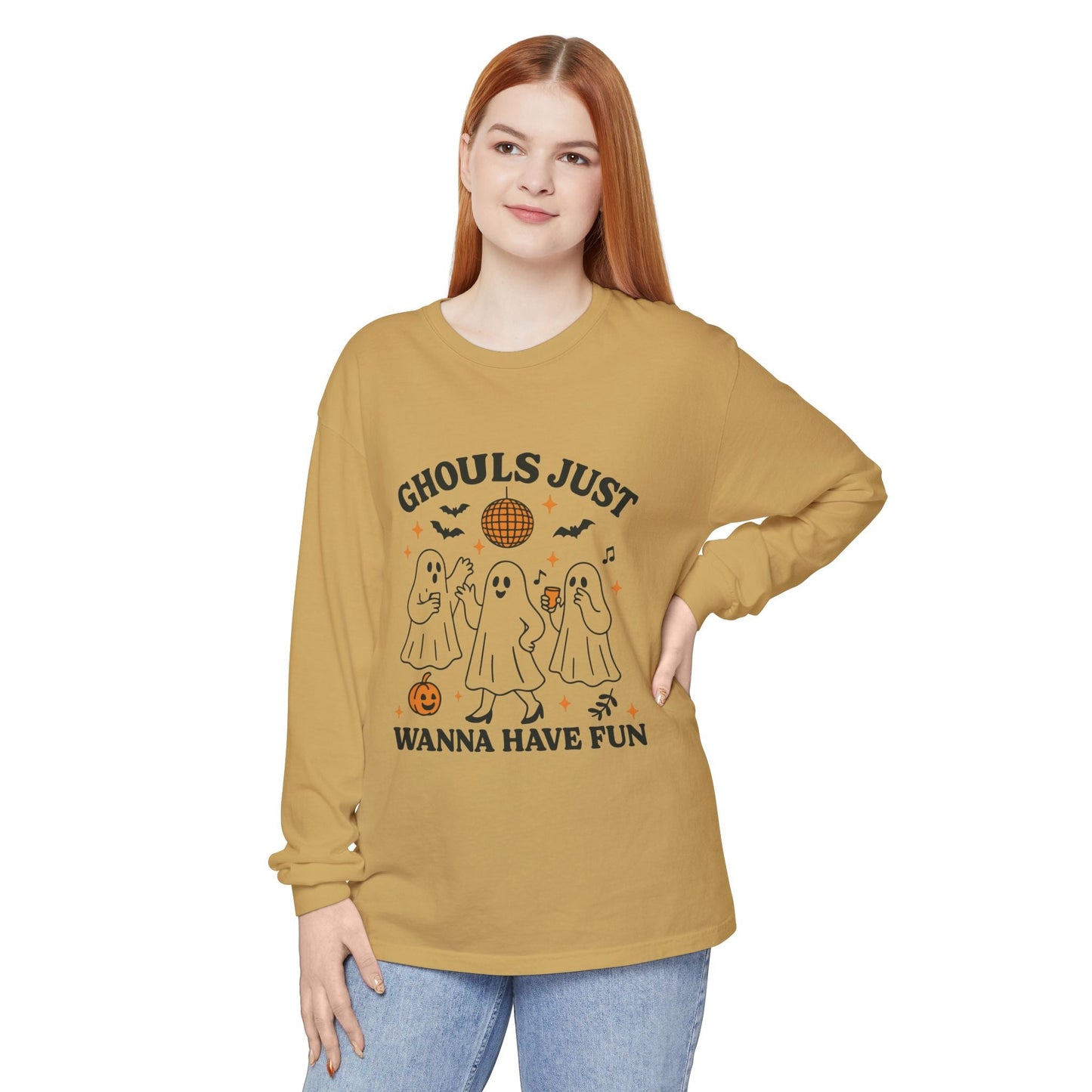 Halloween Fun Long Sleeve T-Shirt, Ghosts, Ghouls, Unisex Tee, Halloween Party, Fall Fashion, Casual Wear - MaisonThreadory