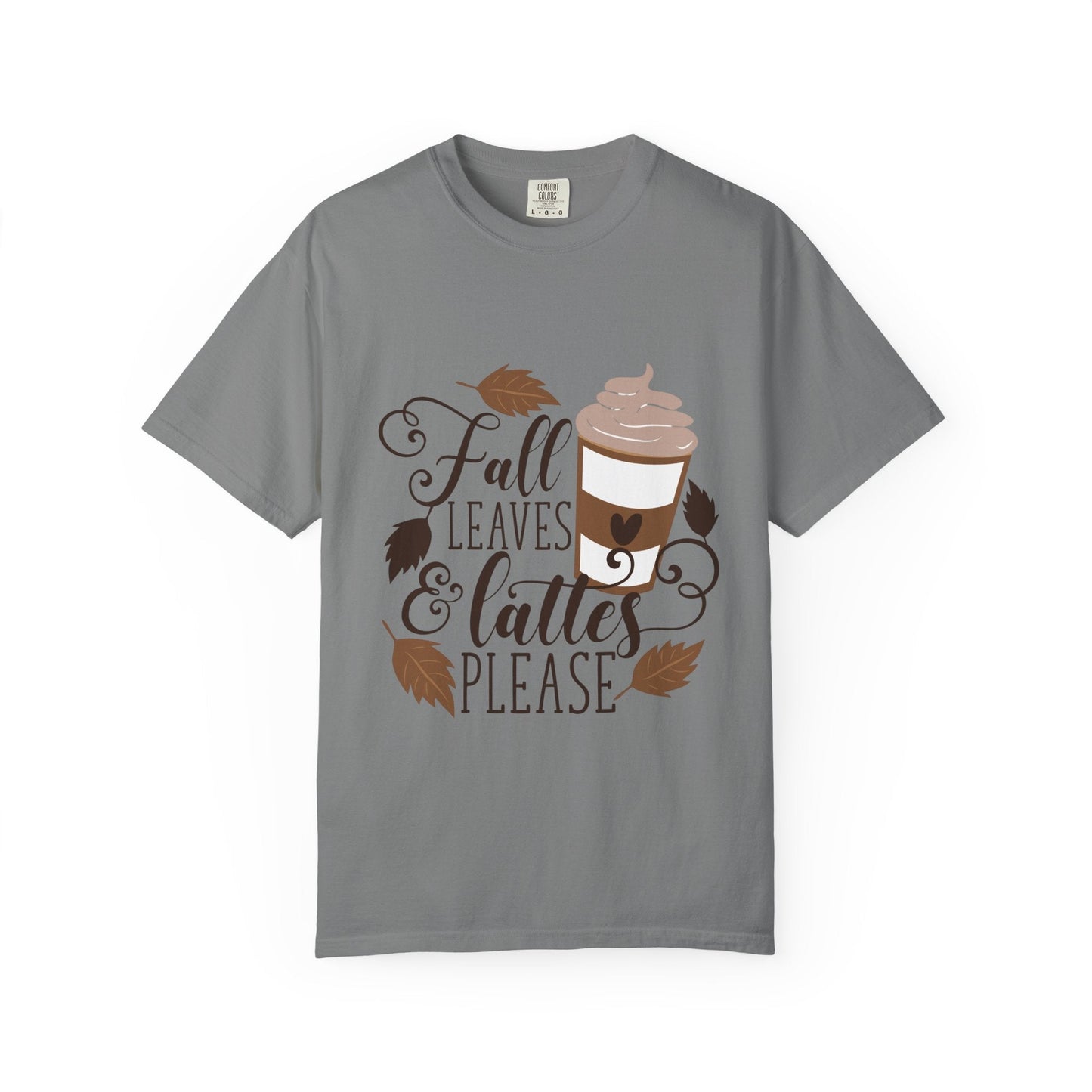 Fall Leaves & Lattes Unisex T-Shirt, Cozy Autumn Tee, Perfect for Fall, Coffee Lovers Gift, Seasonal Fashion Statement, Thanksgiving Shirt - MaisonThreadory