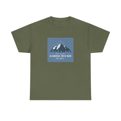 Adventure Awaits Unisex Cotton Tee, Inspirational Shirt, Travel Gift, Nature Lover's Apparel, Unique Quote Tee, Outdoor Enthusiast Top - MaisonThreadory