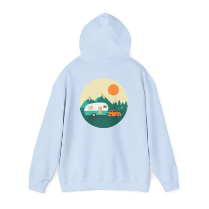 Camping Adventure Hoodie - Unisex Heavy Blend - Cozy Sweatshirt for Nature Lovers - Outdoor Gift - Travel Hoodie - MaisonThreadory