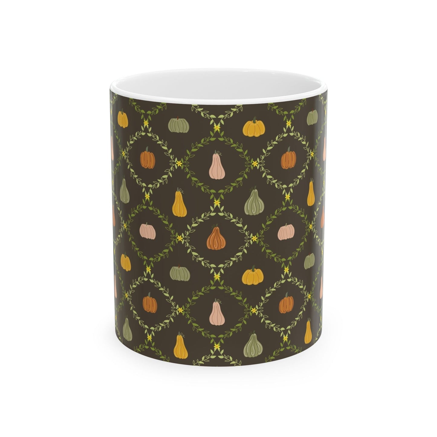 Autumn Harvest Ceramic Mug – Cozy Coffee Cup, Fall Decor, Pumpkin Design, Thanksgiving Gift, Seasonal Drinkware - MaisonThreadory