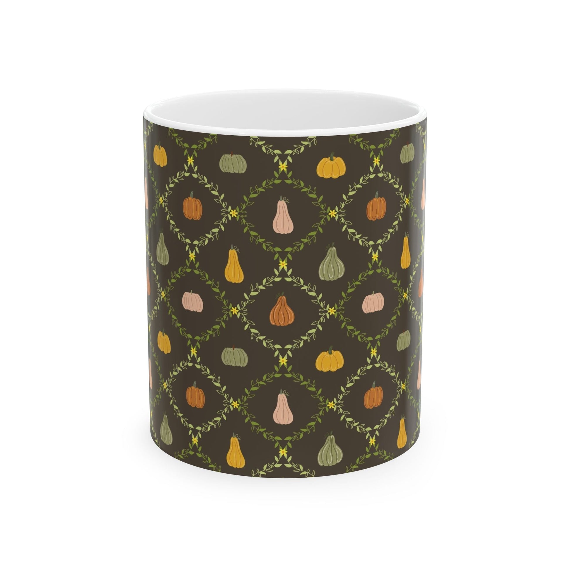 Autumn Harvest Ceramic Mug – Cozy Coffee Cup, Fall Decor, Pumpkin Design, Thanksgiving Gift, Seasonal Drinkware - MaisonThreadory