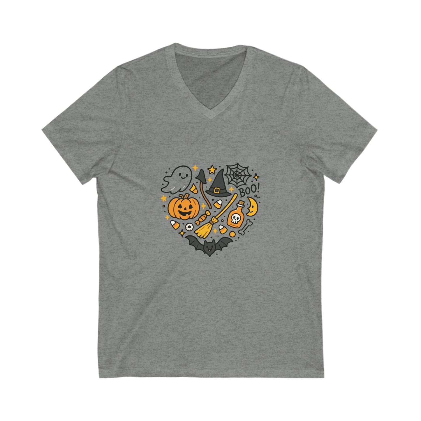 Halloween Ghosts and Ghouls V - Neck Tee, Spooky Shirt, Cute Halloween Gift, Unisex Tee for Fall, Trick or Treat T-Shirt - MaisonThreadory