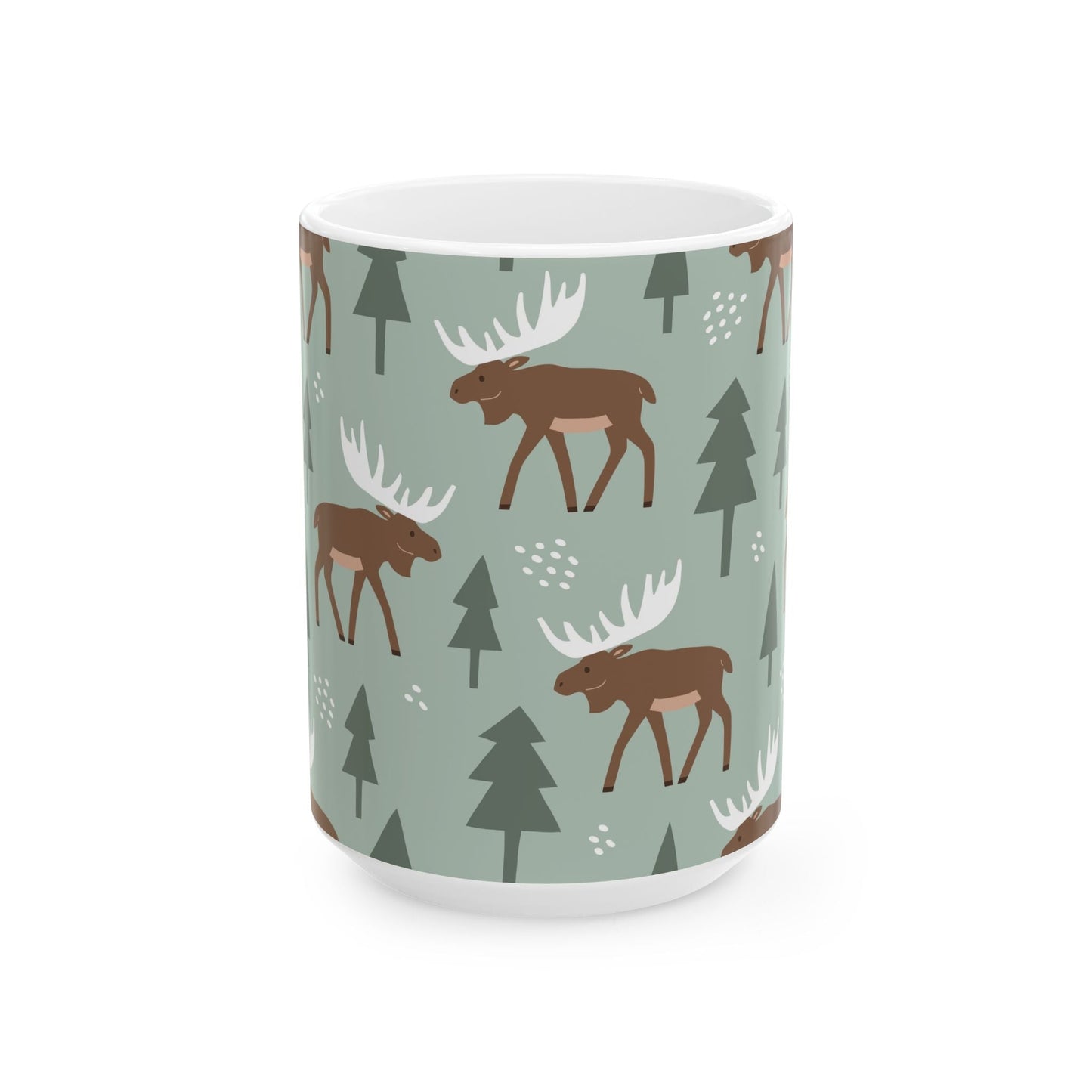 Moose Pattern Ceramic Mug – Perfect for Nature Lovers, Rustic Home Decor, Housewarming Gifts, or Cozy Coffee Moments - MaisonThreadory