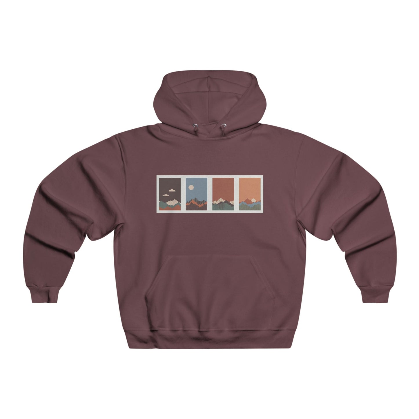 Men's Mountain Sunset Hoodie, Cozy Outdoor Sweatshirt, Perfect for Hiking, Camping, or Casual Wear, Gift for Nature Lovers - MaisonThreadory