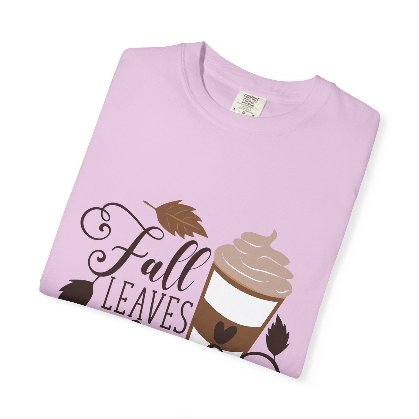 Fall Leaves & Lattes Unisex T-Shirt, Cozy Autumn Tee, Perfect for Fall, Coffee Lovers Gift, Seasonal Fashion Statement, Thanksgiving Shirt - MaisonThreadory