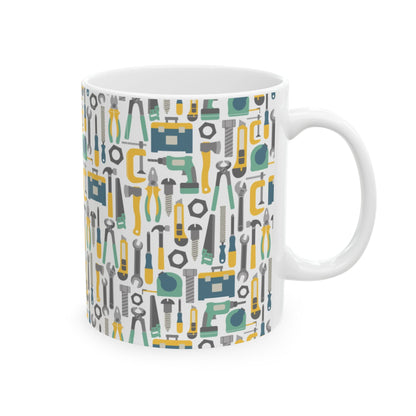 Handy Tools Ceramic Mug - Perfect Gift for DIY Lovers, Father's Day, Home Improvement, Coffee or Tea Drinkers, Workshop Decor - MaisonThreadory