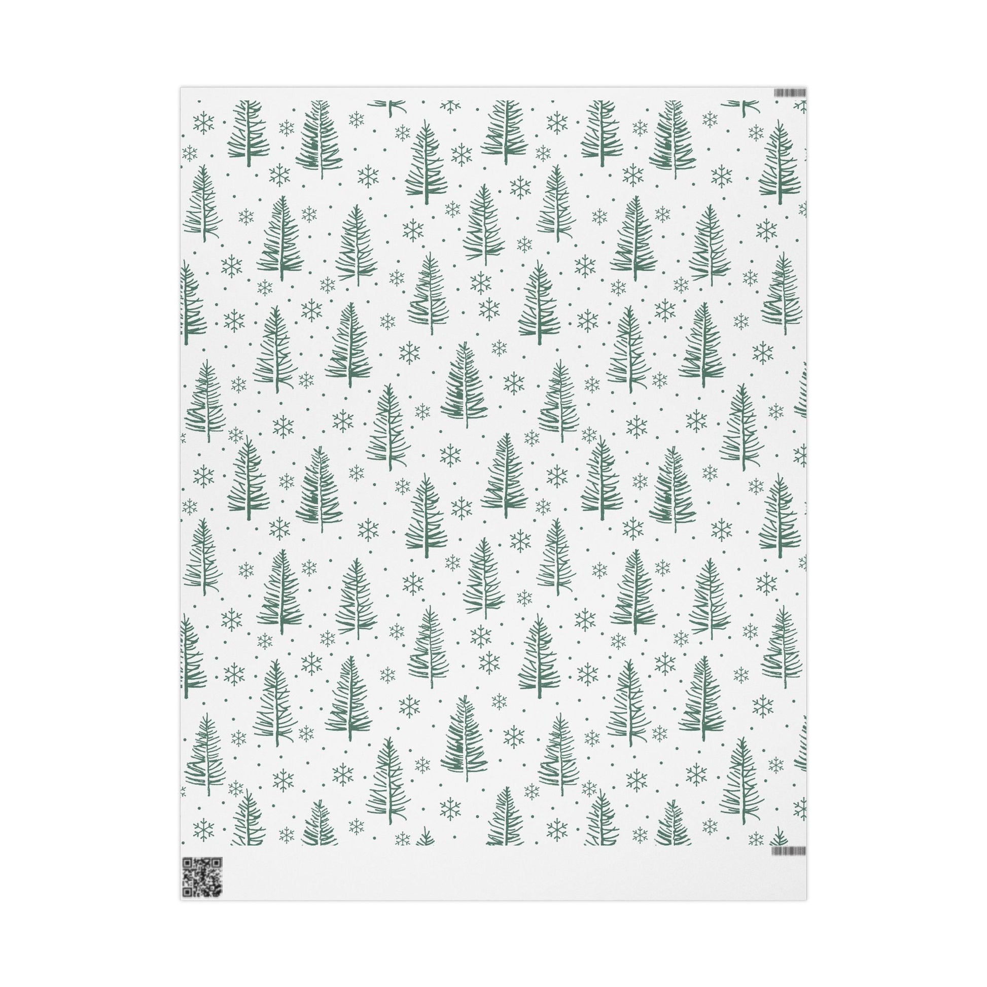 Christmas Tree Pattern Wrapping Paper – Green Pine & Snowflake Holiday Gift Wrap - MaisonThreadory