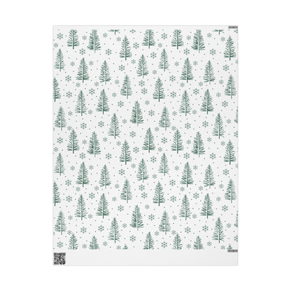 Christmas Tree Pattern Wrapping Paper – Green Pine & Snowflake Holiday Gift Wrap - MaisonThreadory