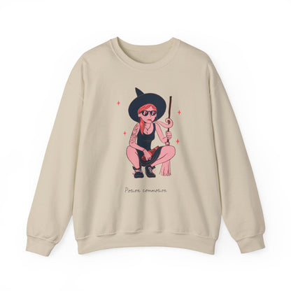 Chic Witch Sweatshirt - Cozy Unisex Crewneck for Halloween, Fall Fashion, Casual Wear, Gift for Friends & Family - MaisonThreadory