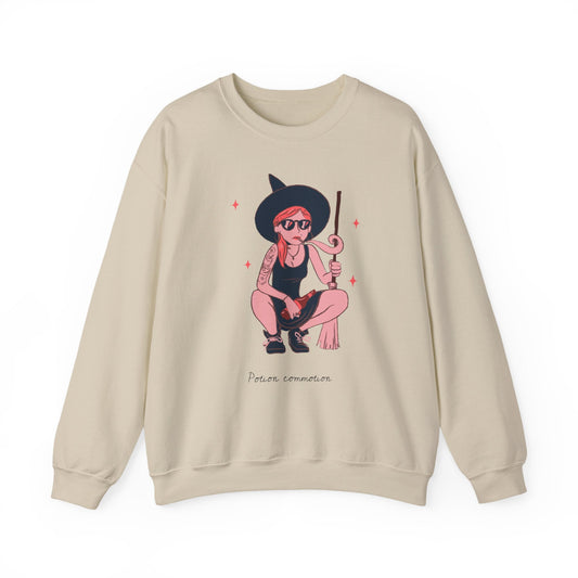 Chic Witch Sweatshirt - Cozy Unisex Crewneck for Halloween, Fall Fashion, Casual Wear, Gift for Friends & Family - MaisonThreadory