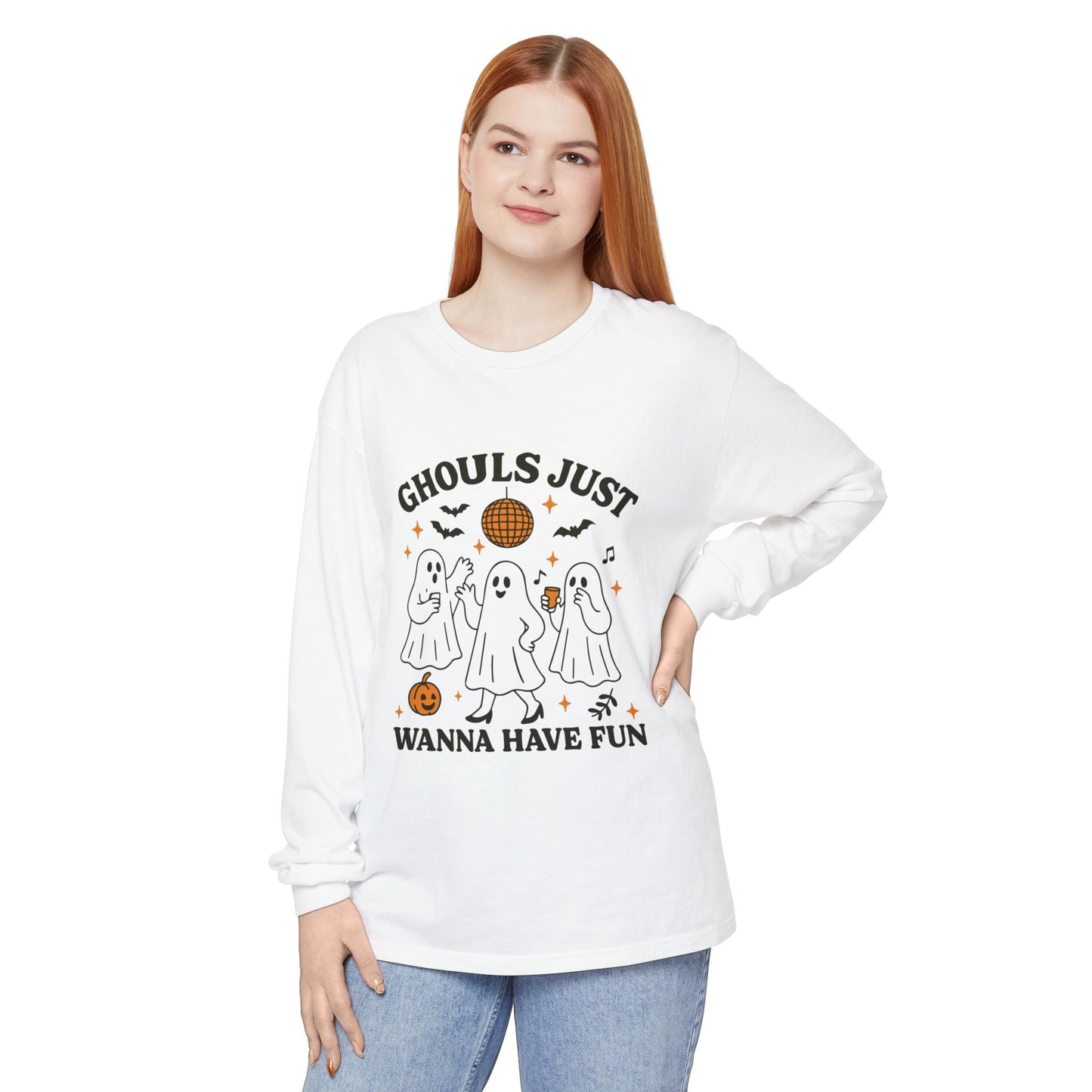 Halloween Fun Long Sleeve T-Shirt, Ghosts, Ghouls, Unisex Tee, Halloween Party, Fall Fashion, Casual Wear - MaisonThreadory