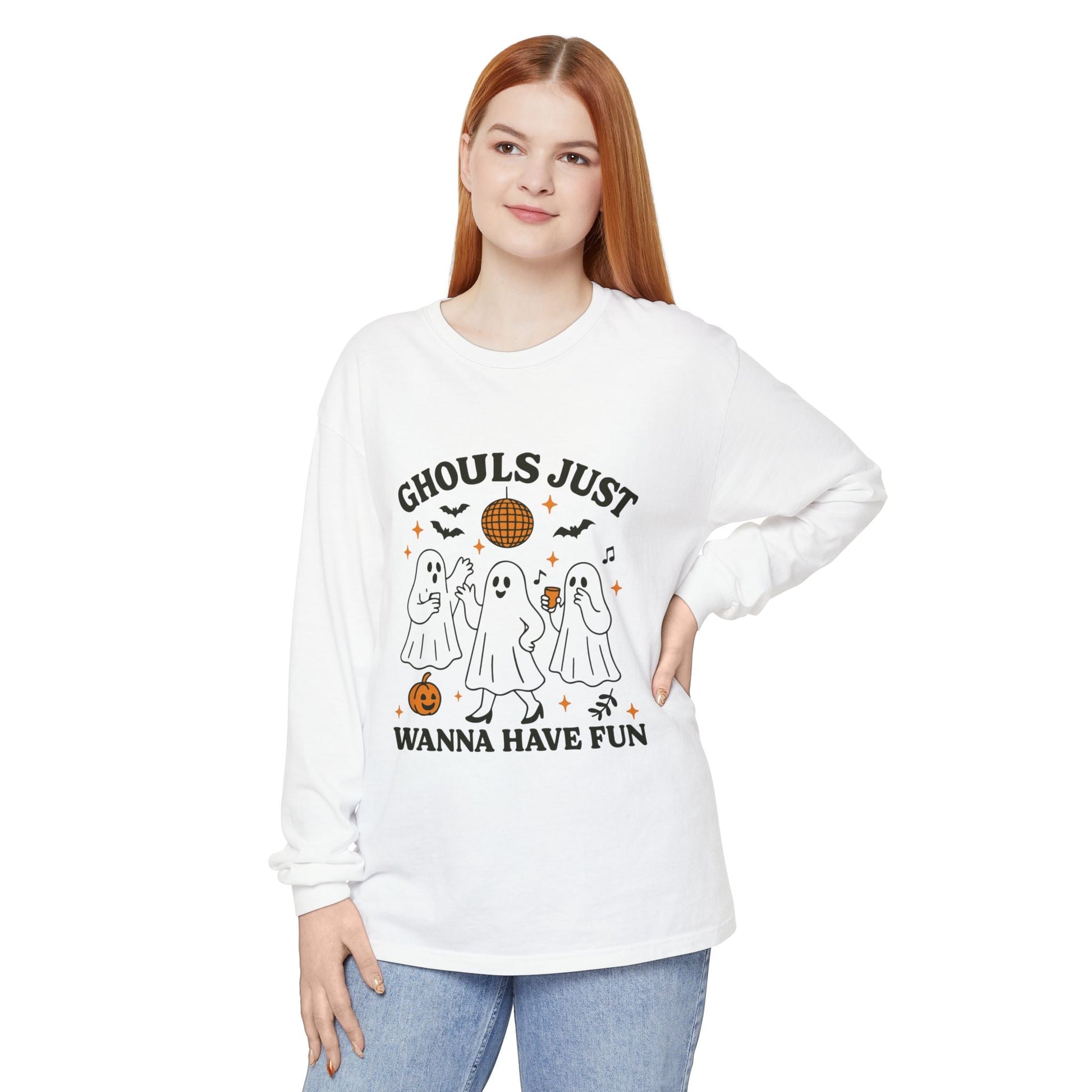 Halloween Fun Long Sleeve T-Shirt, Ghosts, Ghouls, Unisex Tee, Halloween Party, Fall Fashion, Casual Wear - MaisonThreadory
