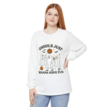 Halloween Fun Long Sleeve T-Shirt, Ghosts, Ghouls, Unisex Tee, Halloween Party, Fall Fashion, Casual Wear - MaisonThreadory