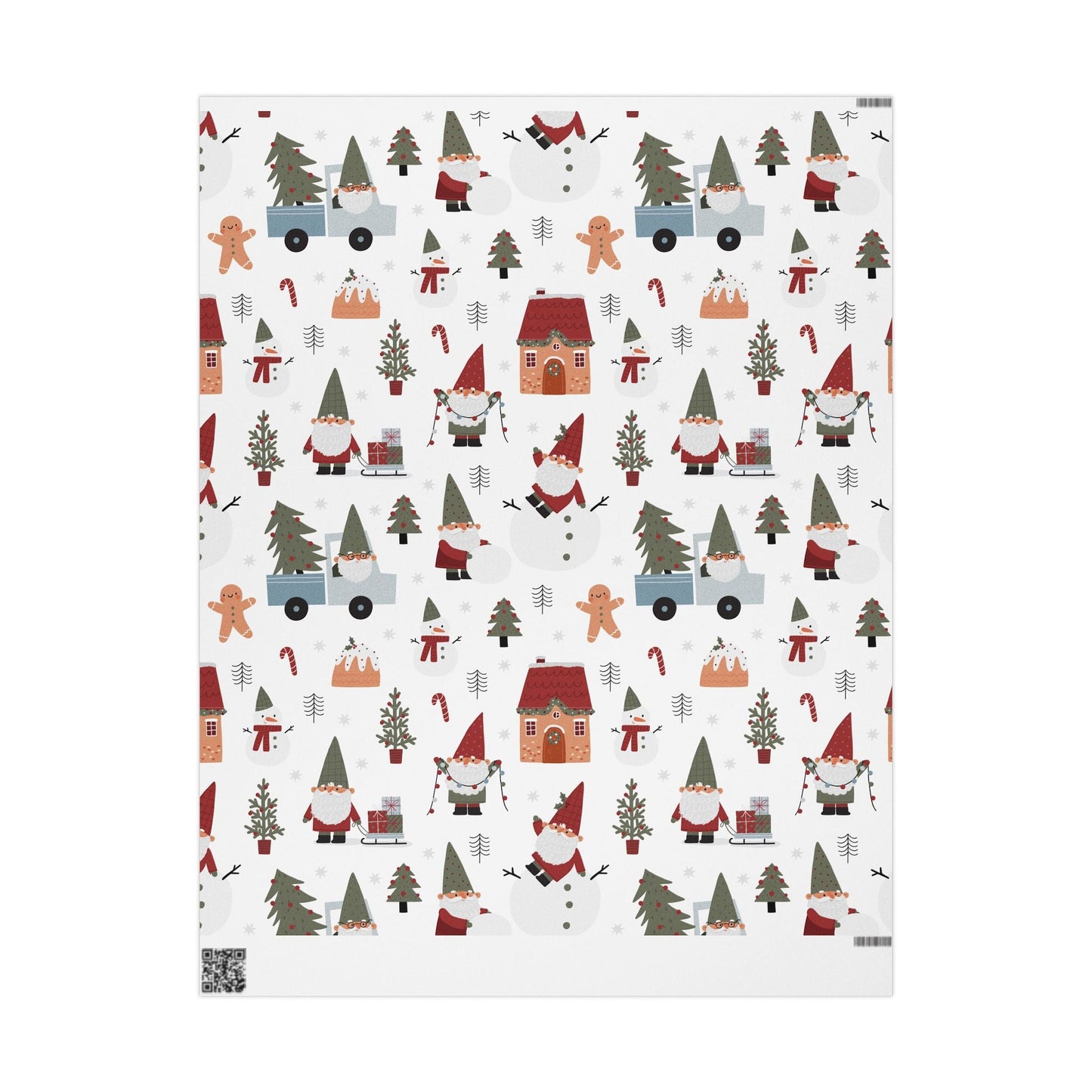 Christmas Gnome Wrapping Paper — Cute Holiday Gift Wrap with Gnomes, Trees & Gingerbread - MaisonThreadory