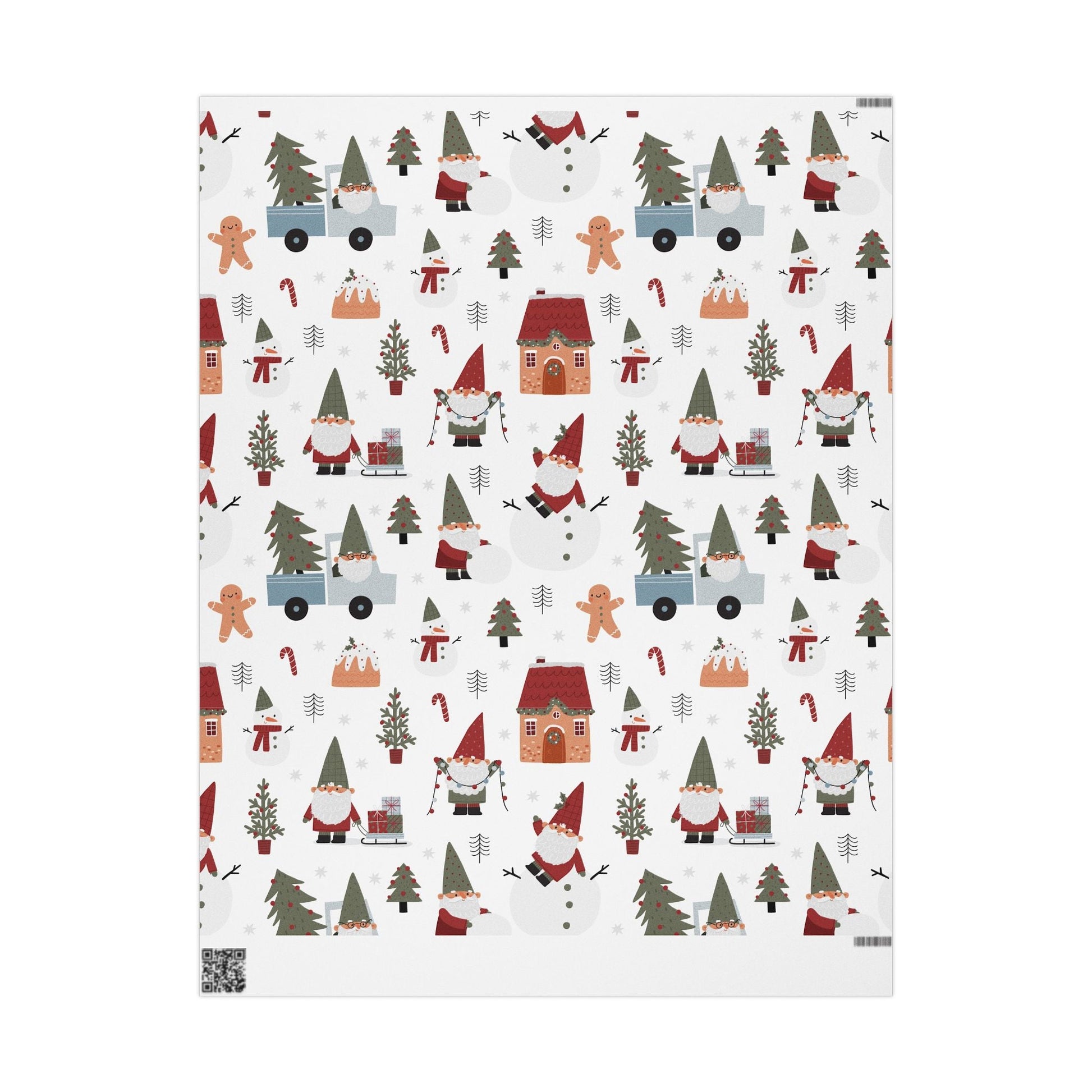 Christmas Gnome Wrapping Paper — Cute Holiday Gift Wrap with Gnomes, Trees & Gingerbread - MaisonThreadory