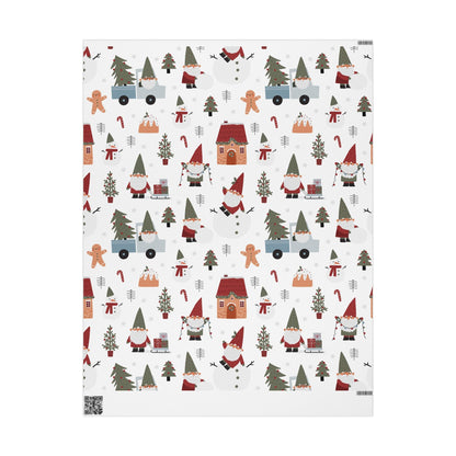 Christmas Gnome Wrapping Paper — Cute Holiday Gift Wrap with Gnomes, Trees & Gingerbread - MaisonThreadory