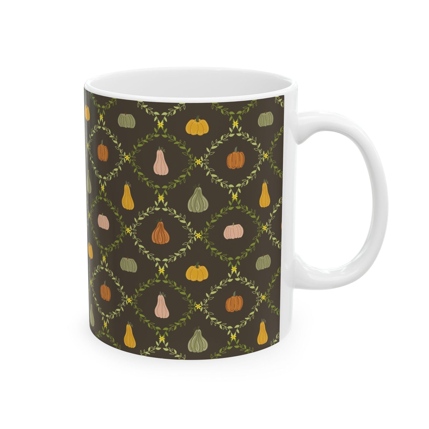Autumn Harvest Ceramic Mug – Cozy Coffee Cup, Fall Decor, Pumpkin Design, Thanksgiving Gift, Seasonal Drinkware - MaisonThreadory