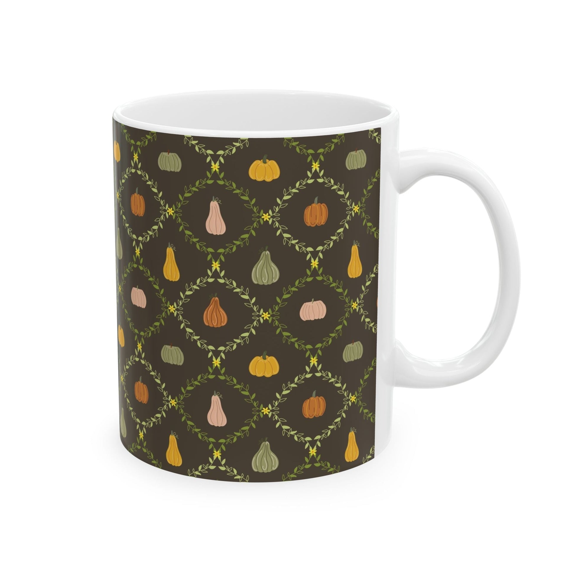 Autumn Harvest Ceramic Mug – Cozy Coffee Cup, Fall Decor, Pumpkin Design, Thanksgiving Gift, Seasonal Drinkware - MaisonThreadory
